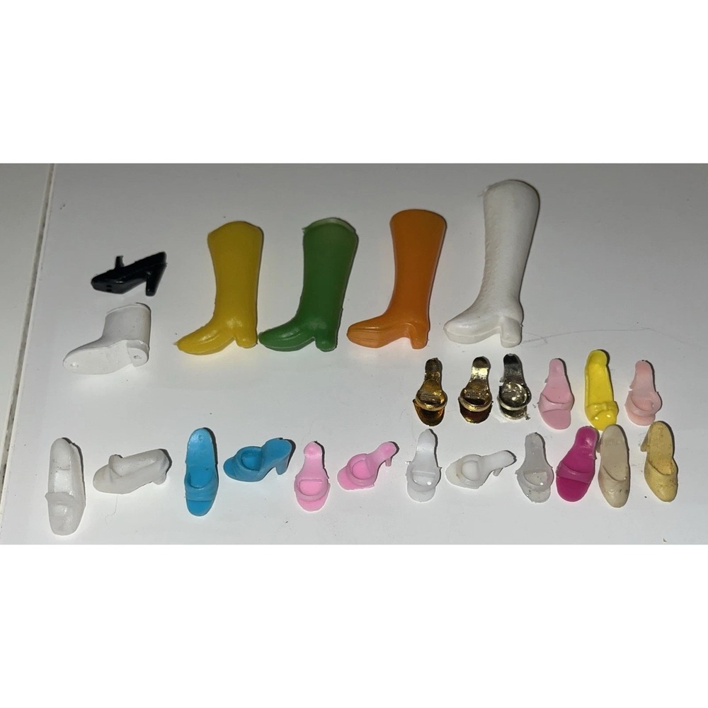 Vintage Barbie Shoes Clone Gold Open Toe Mules High‎ Heel Sandals Misc Singles